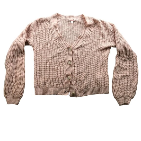 Cat & Jack Girls Cardigan Sweater Large V-Neck Pink Button-Up Cozy Knit Casual - Picture 1 of 9